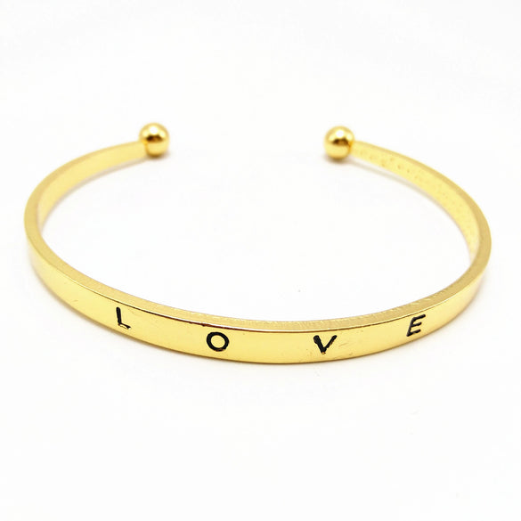 Factory  Simple Fashion Personality Letter Love Open Bracelet Environmental Protection C Type Rose Gold Bracelet For Women