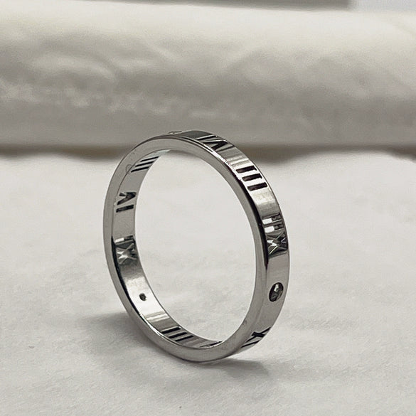 Factory Roman Numeral Titanium Steel Ring Niche High Sense Trend Diamond Ring Lovers Stainless Steel Jewelry Wholesale