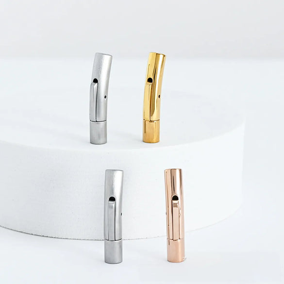 Factory Supply Stainless Steel Bracelet Button Necklace Hand Rope Leather Rope Button Snap Buckle 316 Stainless Steel Accessories Buckle