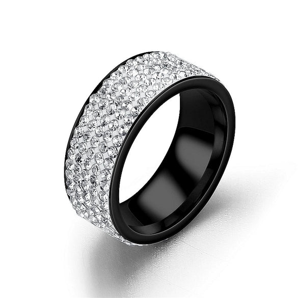Factory Wholesale Fiverow Diamond Ring Fashion Couple Ring Jewelry Wholesale Round Head Supply