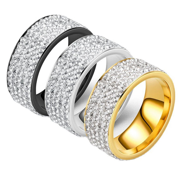 Factory Wholesale Fiverow Diamond Ring Fashion Couple Ring Jewelry Wholesale Round Head Supply