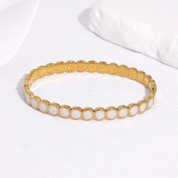 Fade Resistant Gold Electroplated Stainless Steel Geometric Bracelet With Retro Temperament Style