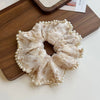 Fairy Lace Pearl Scrunchie For Women Floral Geometric Cloth Hair Tie Inlaid With Pearls