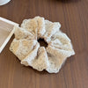 Fairy Lace Pearl Scrunchie For Women Floral Geometric Cloth Hair Tie Inlaid With Pearls