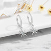 Fairy Style Geometric Star Zircon Long Drop Earrings In Sterling Silver For Women