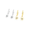 Fairy Style Geometric Star Zircon Long Drop Earrings In Sterling Silver For Women