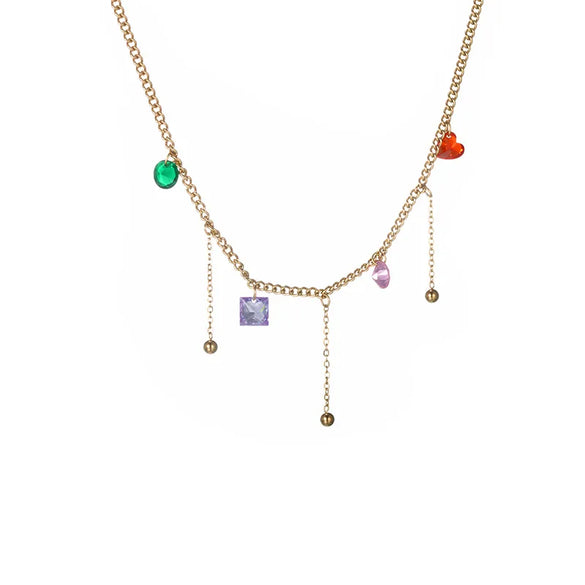 Wholesale Jewelry Fairy Style Vacation Modern Style Geometric Tassel 304 Stainless Steel Artificial Gemstones 18K Gold Plated Inlay Anklet