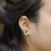 Fanshaped Cultivation Emerald Earrings 925 Silver Retro Geometric Diamond Style
