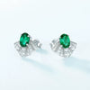 Fanshaped Cultivation Emerald Earrings 925 Silver Retro Geometric Diamond Style