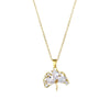 Fanshaped Ginkgo Leaf Stainless Steel Necklace With Mixed Gem Inlay And Electroplating For Women