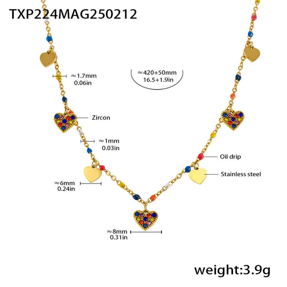 Fantasy Color Zircon 316L Stainless Steel Necklace Electroplating Women's Jewelry
