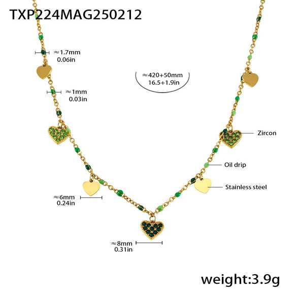 Fantasy Color Zircon 316L Stainless Steel Necklace Electroplating Women's Jewelry