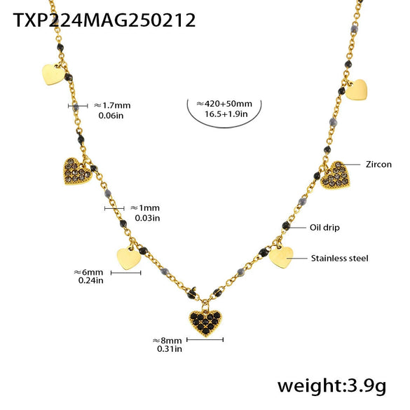 Fantasy Color Zircon 316L Stainless Steel Necklace Electroplating Women's Jewelry