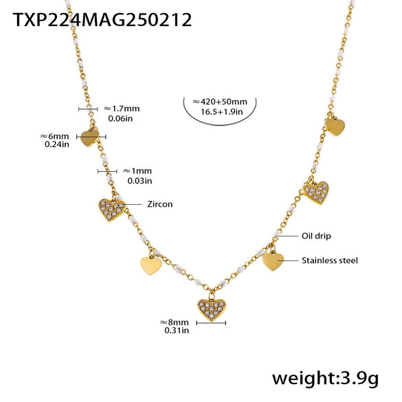 Fantasy Color Zircon 316L Stainless Steel Necklace Electroplating Women's Jewelry
