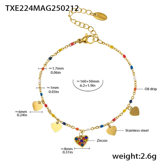 Fantasy Color Zircon 316L Stainless Steel Necklace Electroplating Women's Jewelry