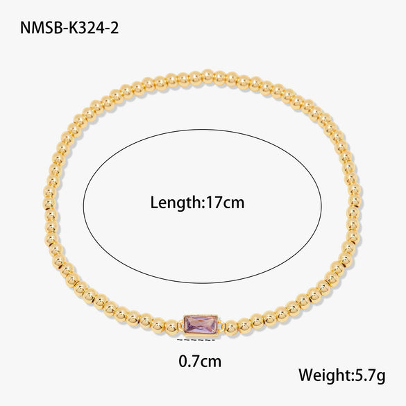 Fashion Accessible Luxury Stainless Steel Ball Bead Geometric Pattern 18K Gold Plated Women's Bracelet