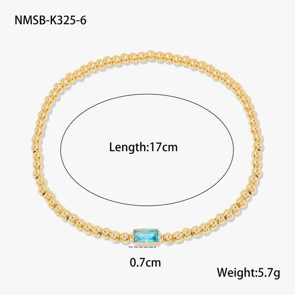 Fashion Accessible Luxury Stainless Steel Ball Bead Geometric Pattern 18K Gold Plated Women's Bracelet