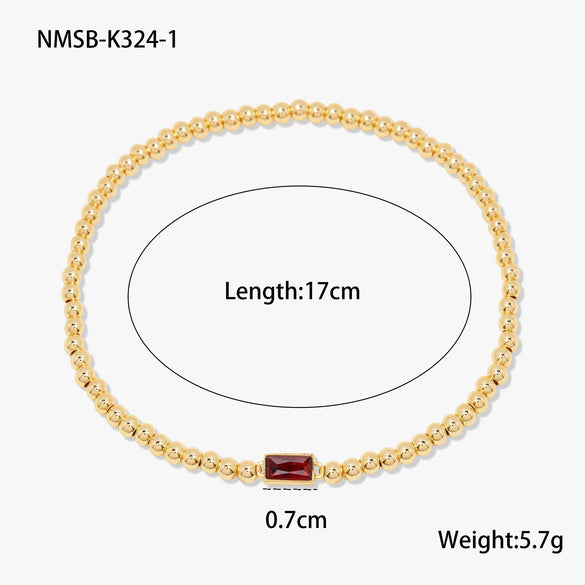 Fashion Accessible Luxury Stainless Steel Ball Bead Geometric Pattern 18K Gold Plated Women's Bracelet