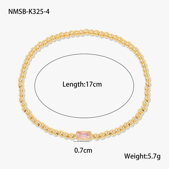 Fashion Accessible Luxury Stainless Steel Ball Bead Geometric Pattern 18K Gold Plated Women's Bracelet