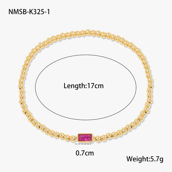Fashion Accessible Luxury Stainless Steel Ball Bead Geometric Pattern 18K Gold Plated Women's Bracelet
