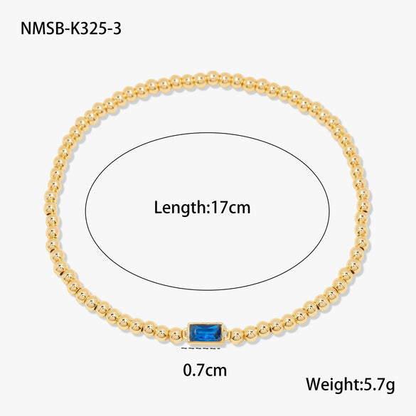 Fashion Accessible Luxury Stainless Steel Ball Bead Geometric Pattern 18K Gold Plated Women's Bracelet