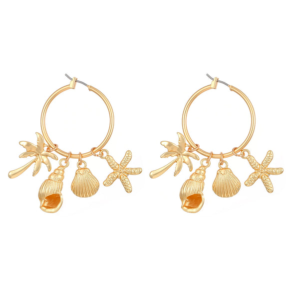 Fashion Accessories Ocean Series Pearl Conch Shell Starfish Earrings For Women Alloy Electroplated