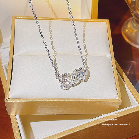 Fashion Accessories Titanium Steel Women's Light Luxury Cross Chain Necklace Set With Pearls Geometric Design