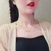 Fashion Accessories Titanium Steel Women's Light Luxury Cross Chain Necklace Set With Pearls Geometric Design