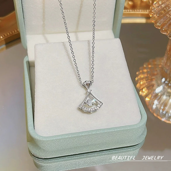 Fashion Accessories Titanium Steel Women's Light Luxury Cross Chain Necklace Set With Pearls Geometric Design