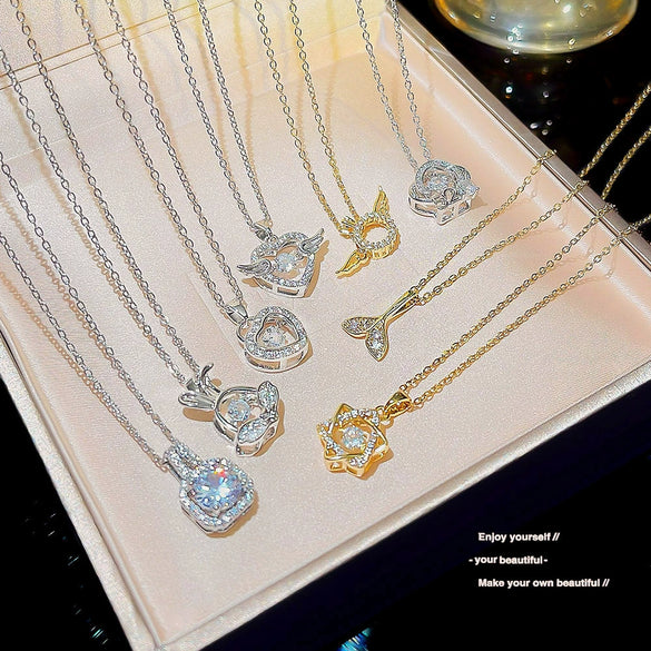 Fashion Accessories Titanium Steel Women's Light Luxury Cross Chain Necklace Set With Pearls Geometric Design