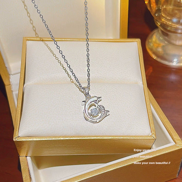 Fashion Accessories Titanium Steel Women's Light Luxury Cross Chain Necklace Set With Pearls Geometric Design