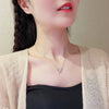 Fashion Accessories Titanium Steel Women's Light Luxury Cross Chain Necklace Set With Pearls Geometric Design