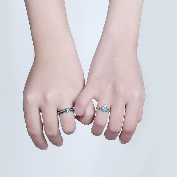 Fashion Adjustable Open Couple Ring For Men And Women S925 Silver Electroplated Band