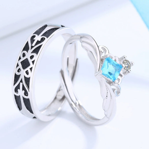 Fashion Adjustable Open Couple Ring For Men And Women S925 Silver Electroplated Band