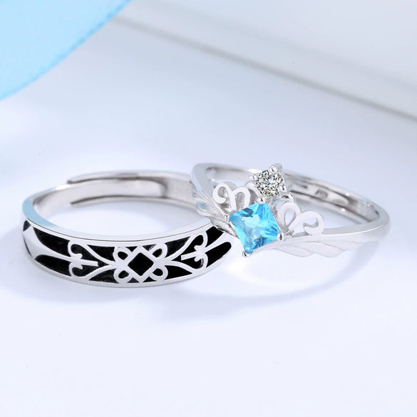 Fashion Adjustable Open Couple Ring For Men And Women S925 Silver Electroplated Band
