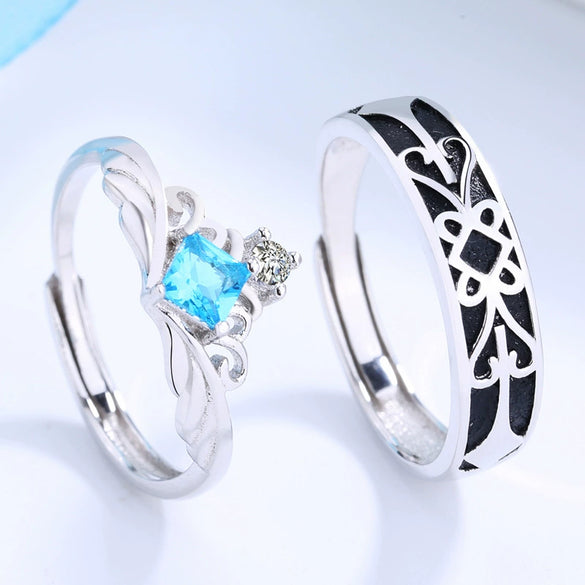 Fashion Adjustable Open Couple Ring For Men And Women S925 Silver Electroplated Band