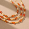 Fashion Agate Shell Oval Clavicle Necklace And Bracelet Set 316L Stainless Steel Electroplated Women's Accessories