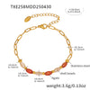Fashion Agate Shell Oval Clavicle Necklace And Bracelet Set 316L Stainless Steel Electroplated Women's Accessories