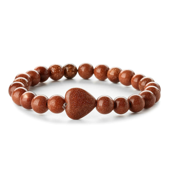 Fashion Agate Tiger Eye White Turquoise Handmade Geometric Heart Shaped Beaded Unisex Bracelet