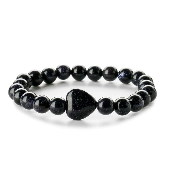 Fashion Agate Tiger Eye White Turquoise Handmade Geometric Heart Shaped Beaded Unisex Bracelet