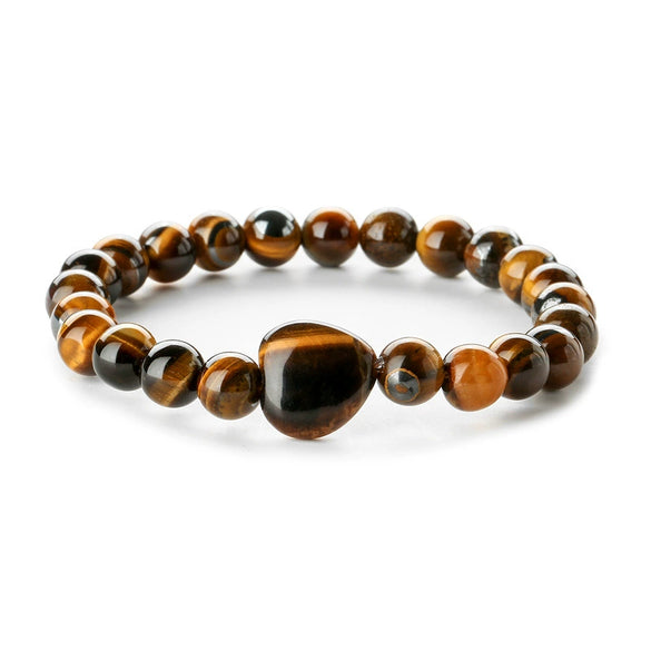 Fashion Agate Tiger Eye White Turquoise Handmade Geometric Heart Shaped Beaded Unisex Bracelet
