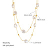 Fashion All Match Personality Retro Baroque Pearl Double Titanium Steel Clavicle Necklace With Geometric Pattern And Electroplating Treatment