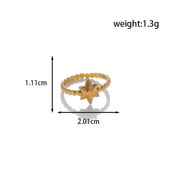 Fashion All Match Titanium Steel Love Snake Shaped Ginkgo Leaf Light Luxury Opening Adjustable Ring With Electroplating
