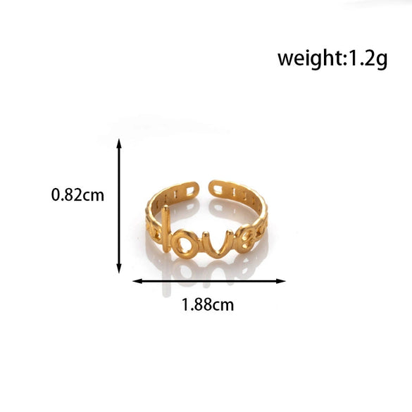Fashion All Match Titanium Steel Love Snake Shaped Ginkgo Leaf Light Luxury Opening Adjustable Ring With Electroplating