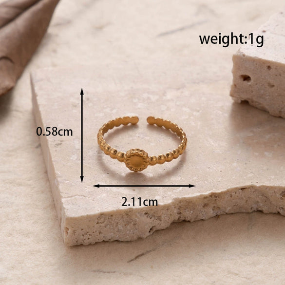 Fashion All Match Titanium Steel Love Snake Shaped Ginkgo Leaf Light Luxury Opening Adjustable Ring With Electroplating