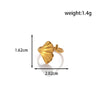 Fashion All Match Titanium Steel Love Snake Shaped Ginkgo Leaf Light Luxury Opening Adjustable Ring With Electroplating