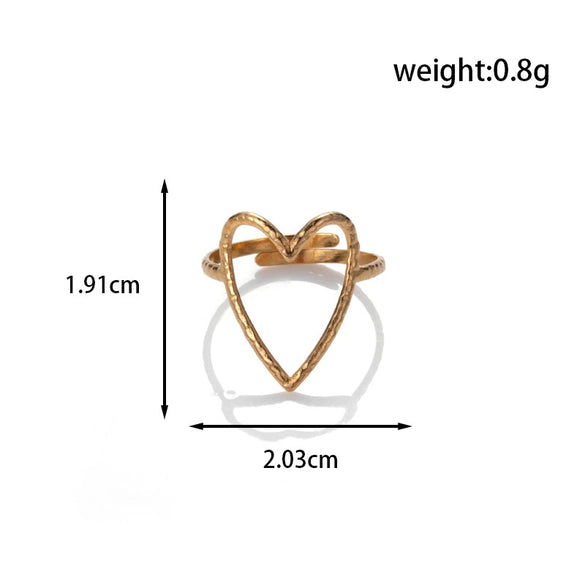 Fashion All Match Titanium Steel Love Snake Shaped Ginkgo Leaf Light Luxury Opening Adjustable Ring With Electroplating