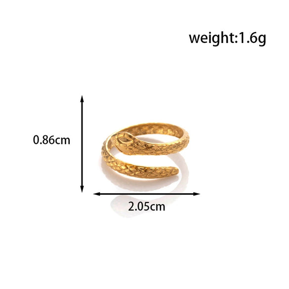 Fashion All Match Titanium Steel Love Snake Shaped Leaves Light Luxury Opening Adjustable Ring With Electroplating