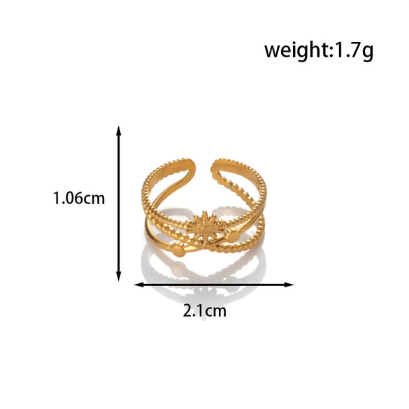 Fashion All Match Titanium Steel Love Snake Shaped Leaves Light Luxury Opening Adjustable Ring With Electroplating