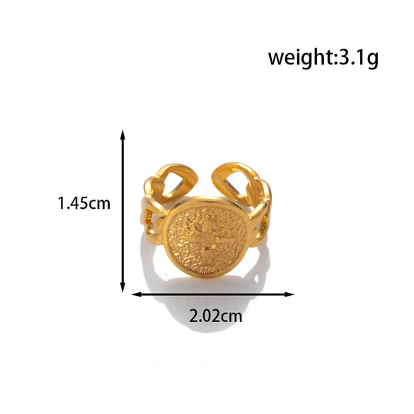 Fashion All Match Titanium Steel Love Snake Shaped Leaves Light Luxury Opening Adjustable Ring With Electroplating